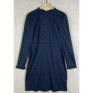 Boden Dress Womens 8 Blue Black Floral Cotton Tencel Soft Party Work Retro